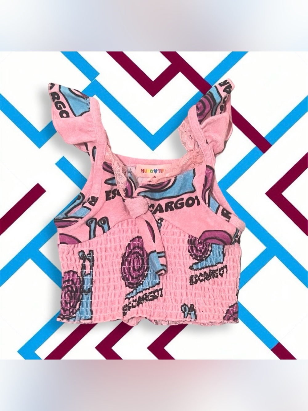 Hugo Loves Tiki Escargot Terry Crop
Great condition
4 years 
Pink
Retired